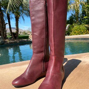 Boutique 9 Maroon Red Leather Boots Flat Size 6